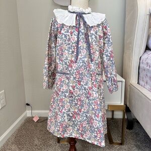 Charming Floral Kids Dress with White Collar